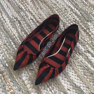 Zara Stripe Pointed Ballet Flats